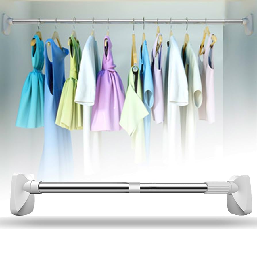 Up To 170CM Long Shower Curtain Rod Adjustable Stainless Steel Tension Pole Anti Telescopic Rod for Bathroom Window Wardrobe